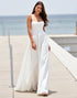 White A Line Square Neck Wedding Dress