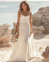 White Spaghetti Straps Sheath Wedding Dress