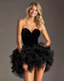 Black Strapless Ruffled Tiered A Line Homecoming Dress