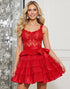 Tiered Red A Line Homecoming Dress with Appliques