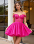 Off The Shoulder Corset Pink Homecoming Dress with Appliques