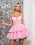 Off The Shoulder Pink Corset A Line Homecoming Dress