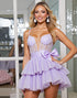 Lilac Corset Appliqued A Line Homecoming Dress with Bow