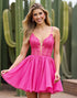 Pink Corset Appliqued A Line Homecoming Dress