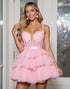 Tiered Pink Corset A Line Homecoming Dress with Appliques
