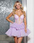 Lilac Corset A Line Tiered Appliqued Homecoming Dress