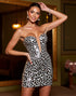 Strapless White Leopard Print Bodycon Homecoming Dress