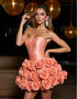 Orange Strapless Homecoming Dress with 3D Flowers