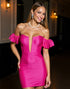 Fuchsia Ruffled Off The Shoulder Homecoming Dress