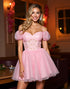 Cold Shoulder Pink A Line Homecoming Dress with Appliques