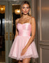Pink A Line Ruched Homecoming Dress with Bow