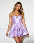 Strapless Lilac A Line Satin Homecoming Dress