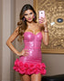 Sparkly Fuchsia Strapless Homecoming Dress with 3D Flowers