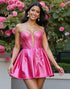 Strapless Fuchsia A Line Homecoming Dress with Beading