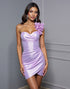 Lilac One Shoulder Homecoming Dress with 3D Flowers