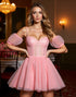 Pink Appliqued A Line Homecoming Dress