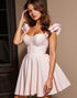 A Line Light Pink Homecoming Dress with Ruffle Sleeves