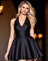 Halter Black A Line Satin Homecoming Dress