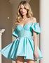 Cold Shoulder Light Blue Corset Homecoming Dress