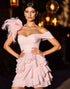 One Shoulder Tiered Ruffled Homecoming Dress with 3D Flowers