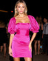 Fuchsia Bodycon Puff Sleeve Homecoming Dress
