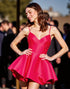 A Line Red Spaghetti Straps Homecoming Dress