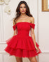 Off The Shoulder A Line Red Homecoming Dress