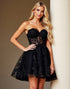 Strapless Black Appliqued Homecoming Dress