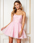 Floral Strapless Pink Homecoming Dress with Appliques