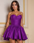Strapless Dark Purple Ruched Homecoming Dress