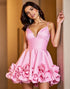 Pink A Line Homecoming Dress with 3D Flowers