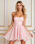 Strapless Floral Pink Homecoming Dress with Appliques