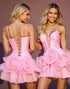 Ruched Pink A Line Homecoming Dress with 3D Flowers