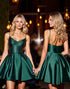 A Line Dark Green Satin Homecoming Dress