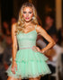 Green Beaded A Line Homecoming Dress