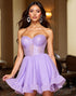 Strapless Purple Corset Homecoming Dress with Beading