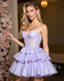 Tiered Purple Corset Appliqued Homecoming Dress
