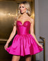 Fuchsia A Line Satin Strapless Homecoming Dress with Beading