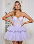 Strapless Corset Purple Appliqued Homecoming Dress