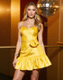 Ruffled A Line Yellow Satin Homecoming Dress