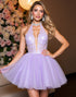 Halter A Line Lilac Appliqued Homecoming Dress
