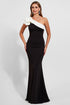 Mermaid One Shoulder Ruffled Black Tie Dress