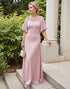 Dusty Rose Appliqued Long Mother Of The Bride Dress