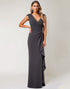 Steel Grey Ruched Sheath Mother Of The Bride Dress