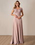 Dusty Rose Appliqued Long Mother Of The Bride Dress