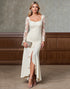 Champagne Appliqued Long Sleeve Mother Of The Bride Dress with Slit