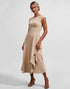 Champagne Ruffled Midi A Line Mother Of The Bride Dress