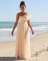 One Shoulder A Line Ruffled Apricot Bridesmaid Dress