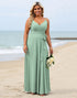Plus Size Chiffon Sage Green Bridesmaid Dress with Sash