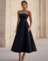 Simple Strapless A Line Black Tie Dress